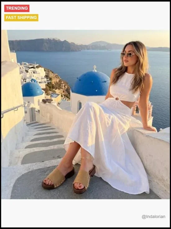 Vegan Suede Slides with Studded Detail, Low Heeled Dress Sandals - Picture 7 of 7